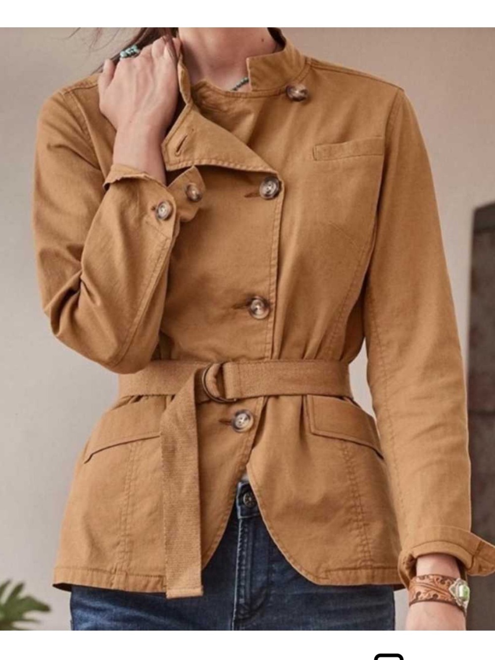 Sundance Journeyer Utility Jacket XL NEW Camel Cotton Linen Military Safari Boho